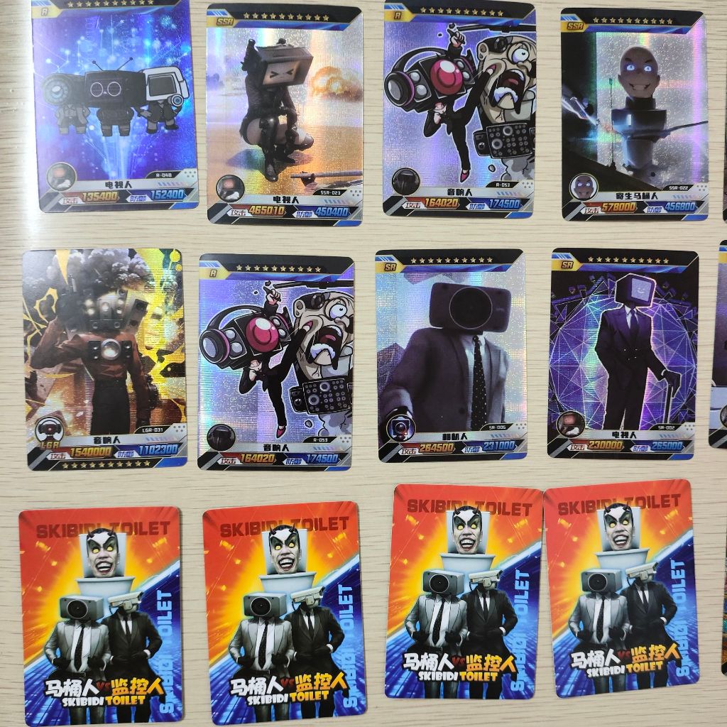 Bộ 5 Thẻ Trò Chơi Trượt Tuyết Hình Nhân Vật Sáng Bóng Cho Bé Trai skibidi toilet