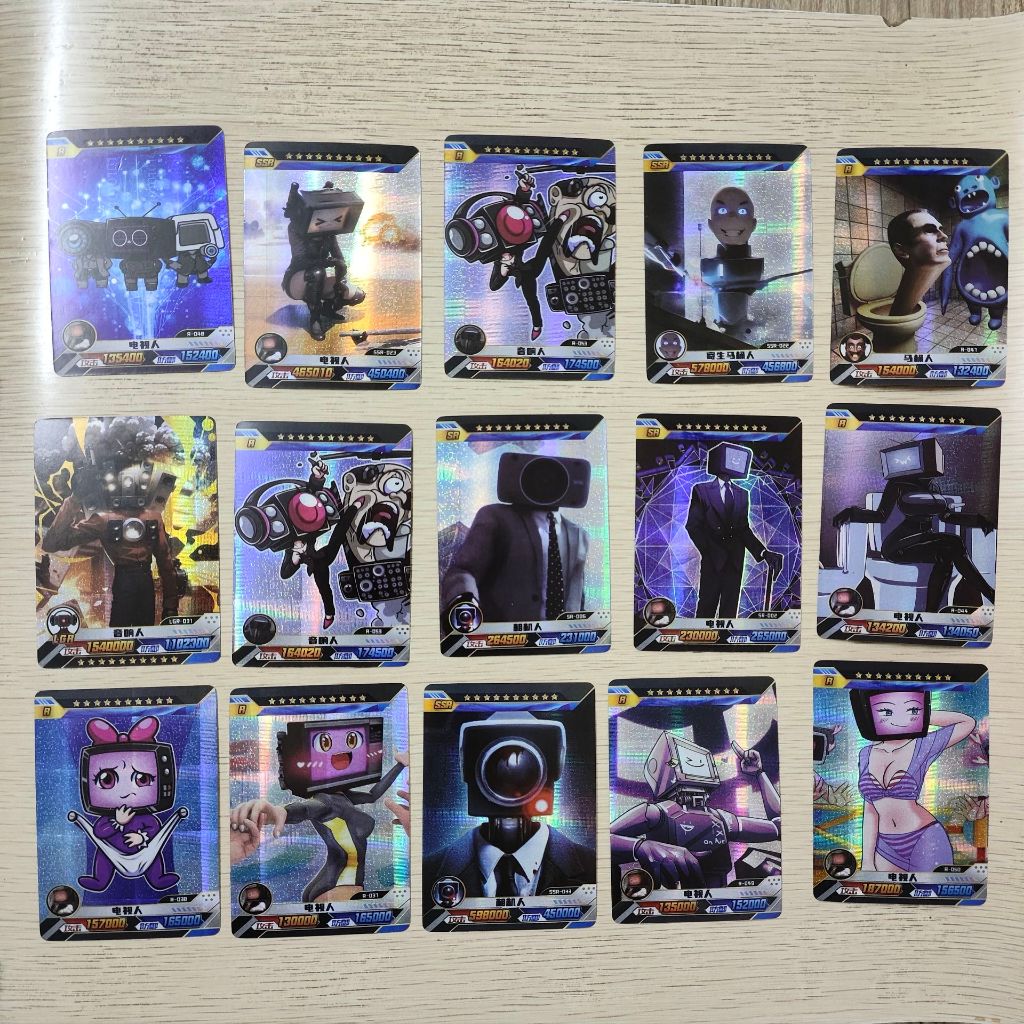 Bộ 5 Thẻ Trò Chơi Trượt Tuyết Hình Nhân Vật Sáng Bóng Cho Bé Trai skibidi toilet