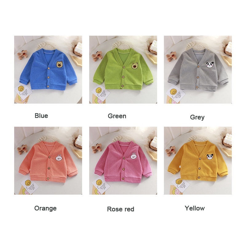 Áo khoác cardigan  tay dài màu trơn mềm mại thoải mái giữ ấm cho bé
