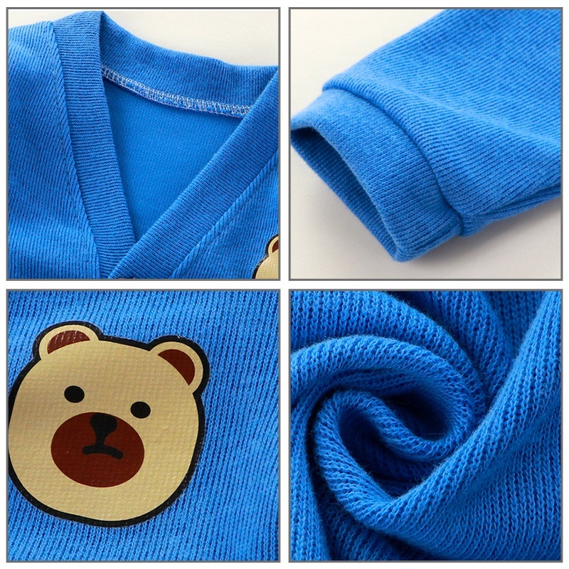 Áo khoác cardigan  tay dài màu trơn mềm mại thoải mái giữ ấm cho bé