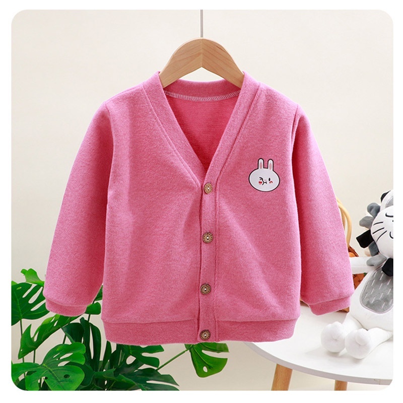 Áo khoác cardigan  tay dài màu trơn mềm mại thoải mái giữ ấm cho bé
