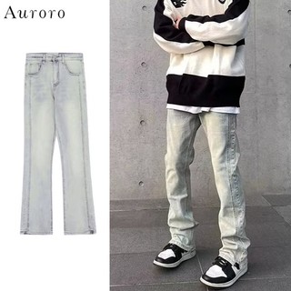 Quần jean ống loe hiphop unisex quần jean thời trang simple Màu Trơn quần jean nam hàn quốc quần bò jean nam đen