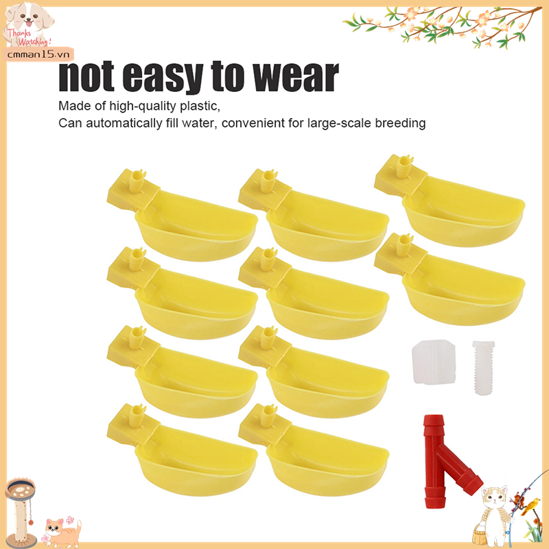 Phổ biến 10 Cái Bình tưới nước tự động Màu vàng Cốc uống Bát cho Chim cút Gà Kích thước lớn