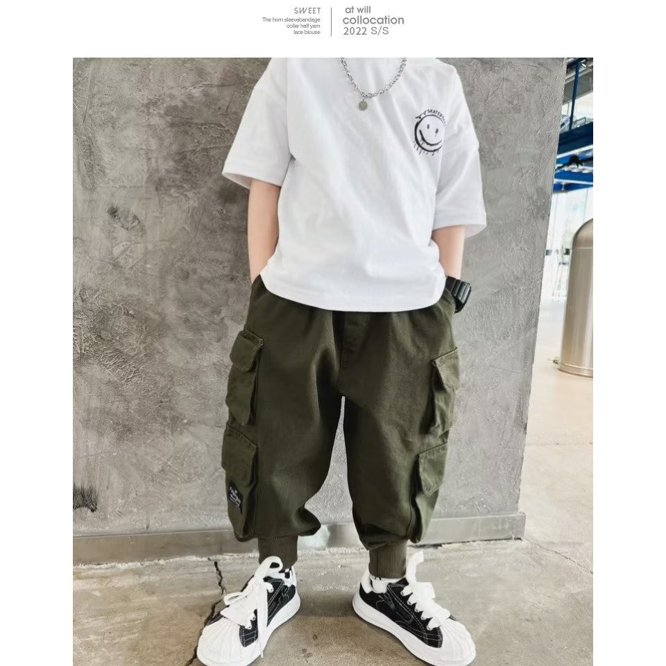 Quần Dài Thể Thao Có Túi Thời Trang Mùa Thu Phong Cách Hàn Quốc Cho Bé Trai