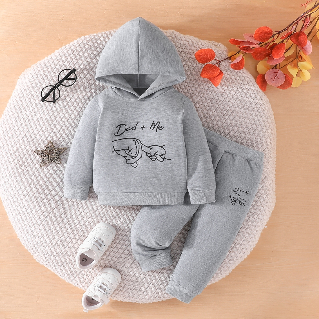 Combo bộ đồ bé trai Gái 3 -24Tháng chữ dễ thương dài tay Áo Hoodie quần dài set thời trang cho bé trẻ em sơ sinh