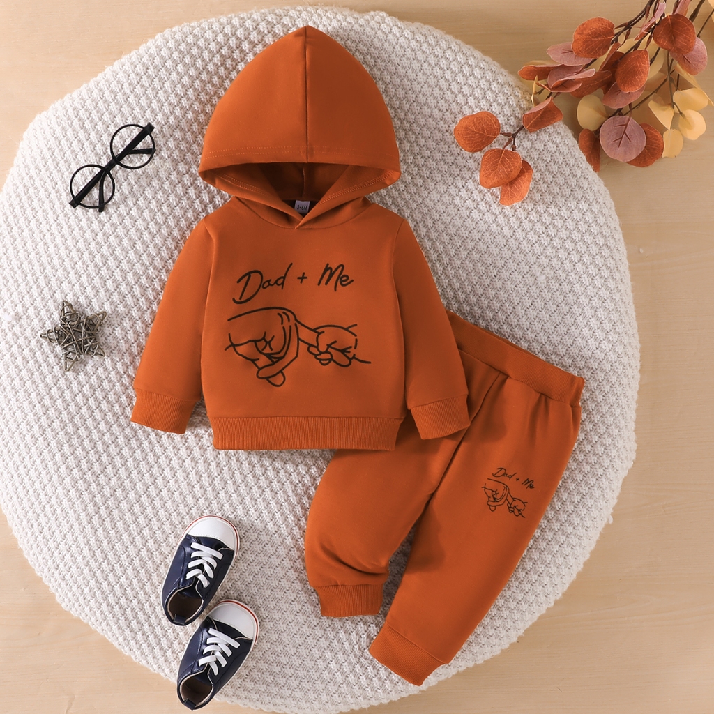 Combo bộ đồ bé trai Gái 3 -24Tháng chữ dễ thương dài tay Áo Hoodie quần dài set thời trang cho bé trẻ em sơ sinh