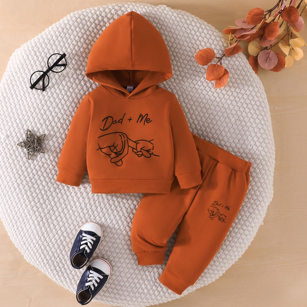 Combo bộ đồ bé trai Gái 3 -24Tháng chữ dễ thương dài tay Áo Hoodie quần dài set thời trang cho bé trẻ em sơ sinh