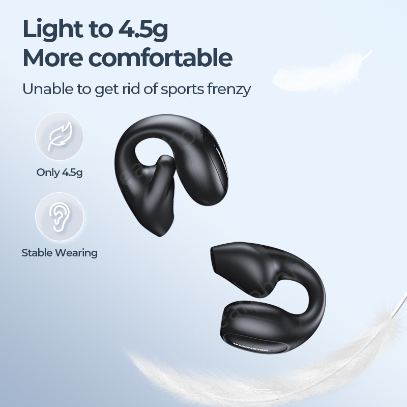 Monster Open Ear 200 Tai Nghe Bluetooth 5.3 Kẹp Vành Tai dẫn xương Không Dây Thể Thao HiFi Chống Nước Có Mic