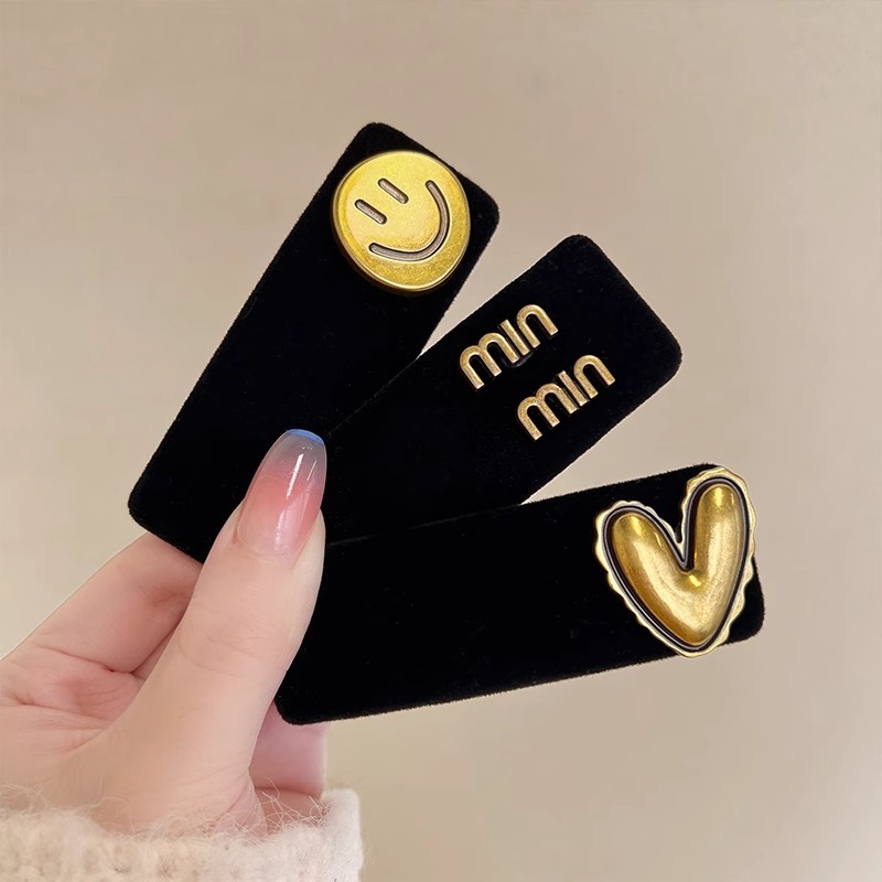 Kẹp Tóc Hình Mặt Cười Và Chữ Cái Màu Đen Phong Cách Hàn Quốc Dễ Thương Dùng Làm Quà Tặng Sinh Nhật Cho Học Sinh