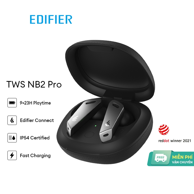 Tai nghe Bluetooth 5.0 Edifier TWS NB2 Pro   Âm thanh Stereo Chống bụi và chống thấm nướcIP54  Thời gian sử dụng lên tới 22h