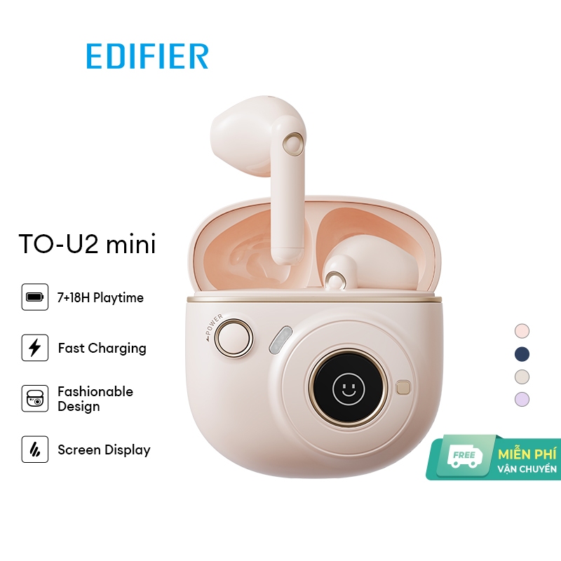 Tai nghe nhét tai Edifier TO-U2 MINI không dây Bluetooth 5.1 âm thanh rõ ràng giảm tiếng ồn màn hình LED chống nước IP54