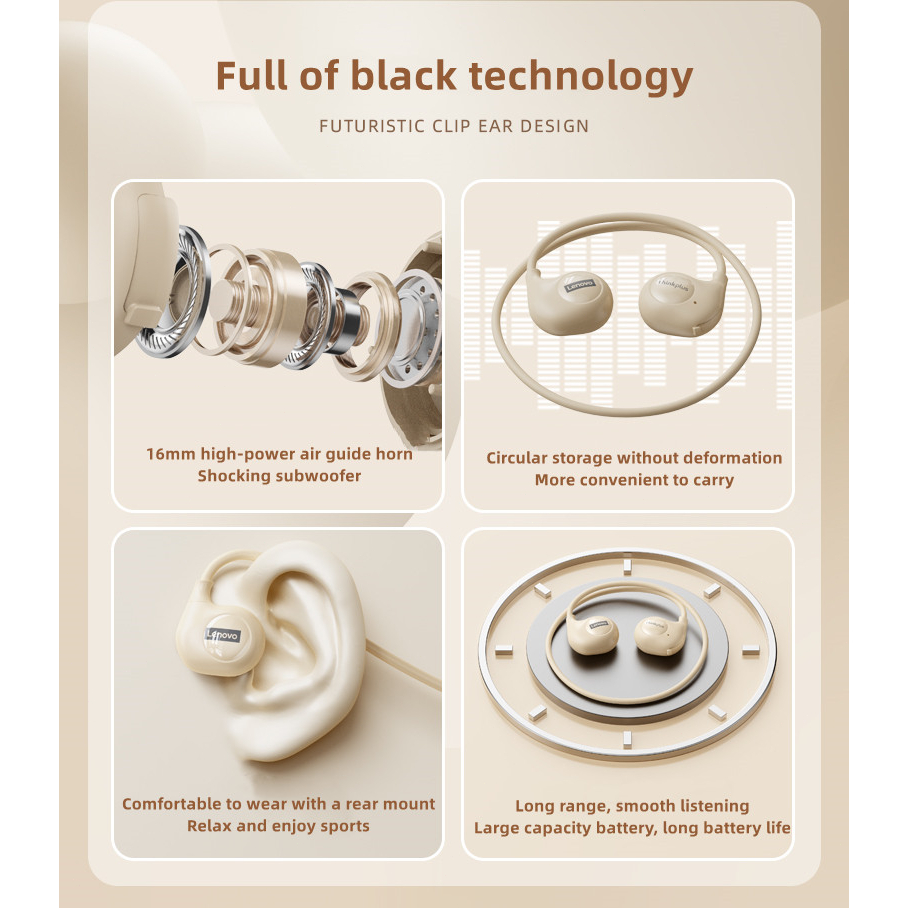 Tai Nghe bluetooth lenovo thinkplus xt95ii Dạng Treo Chống Thấm Nước Và Mồ Hôi Tích Hợp mic