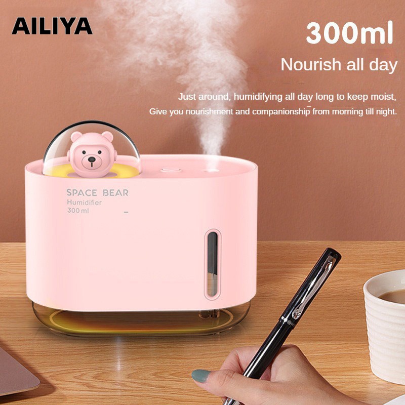AILIYA Máy Phun Sương Tạo Ẩm Không Khí mini Hình Gấu Không Gian Sạc Cổng usb