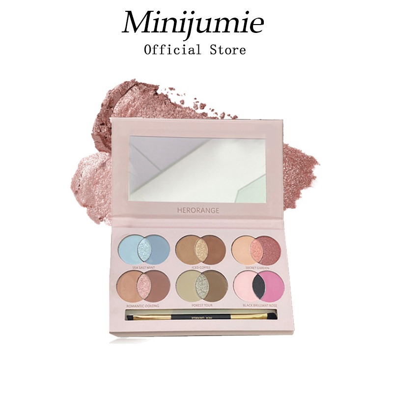 Minijumie Bảng Phấn Mắt HERORANGE 18 Màu Sắc Tố Cao Tông Lì / Lấp Lánh Trang Điểm Đa Năng tông da trang điểm màu tự nhiên cho mắt lâu trôi
