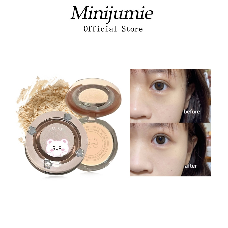 Minijumie USLKIE Phấn Phủ Dạng Nén Màu Lì Mềm Mịn Kiềm Dầu Chống Thấm Nước Che Khuyết Điểm Làm Trắng Da