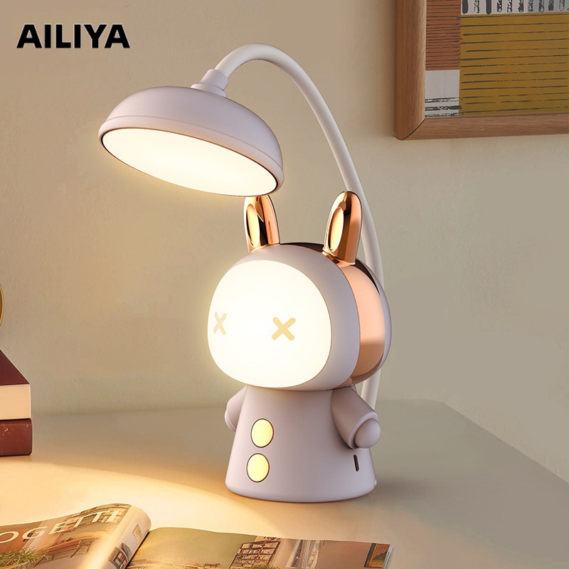 Đèn bàn LED AILIYA bảo vệ mắt cắm điện có thể sạc lại thiết kế hoạt hình cho học sinh
