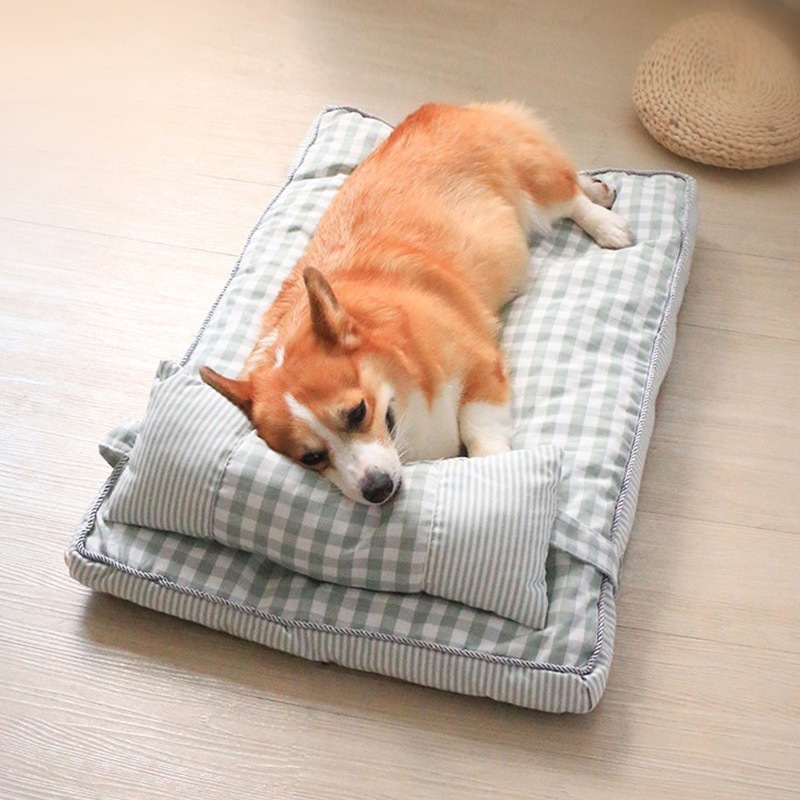 Elsabell. Giường Sofa Cho Chó Có Thể Tháo Rời Giặt Được 4 Mùa Đa Năng Mềm Mại Thoải Mái Kẻ Sọc Thú Cưng