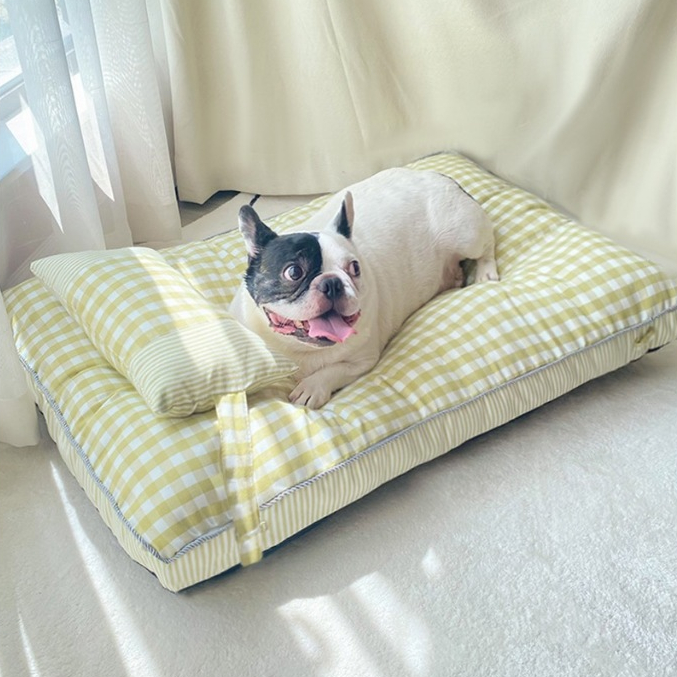 Elsabell. Giường Sofa Cho Chó Có Thể Tháo Rời Giặt Được 4 Mùa Đa Năng Mềm Mại Thoải Mái Kẻ Sọc Thú Cưng