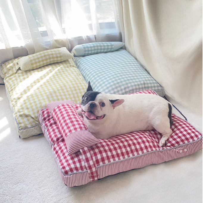 Elsabell. Giường Sofa Cho Chó Có Thể Tháo Rời Giặt Được 4 Mùa Đa Năng Mềm Mại Thoải Mái Kẻ Sọc Thú Cưng