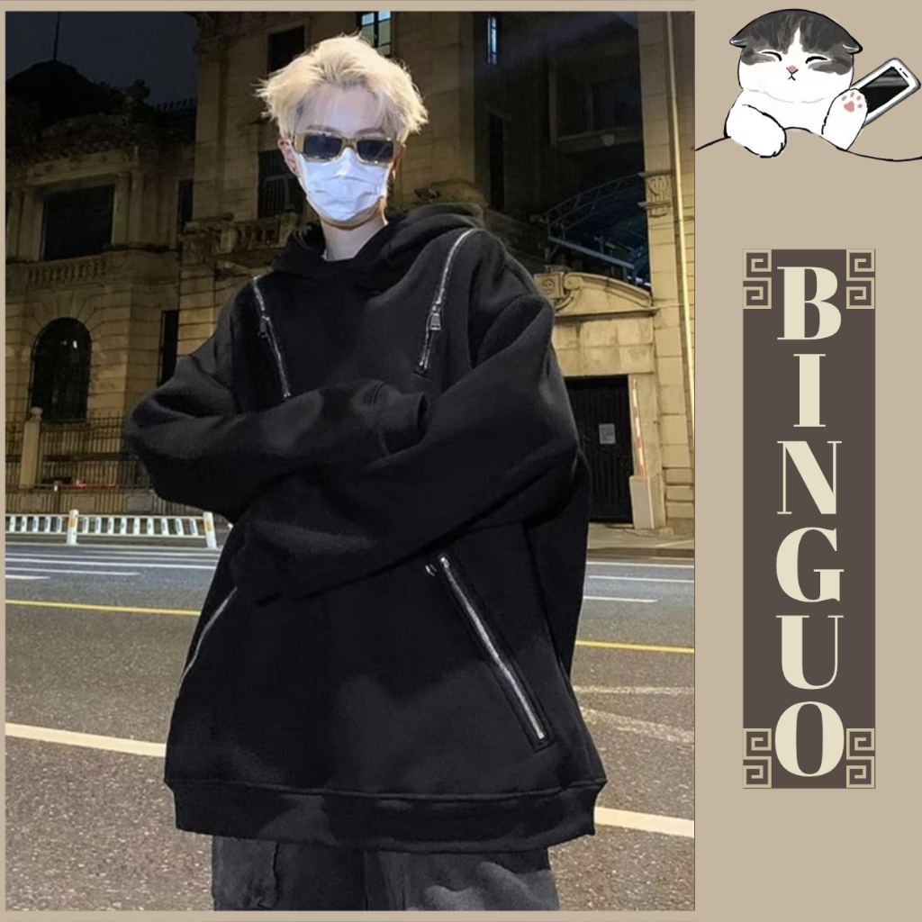 Áo Khoác Hoodie Dáng Rộng unisex Có Khóa Kéo Màu Trơn Thời Trang Đẹp trai áo hoodie form rộng Hàn Quốc Dành Cặp Đôi Chất lượng cao hoodie bigsize