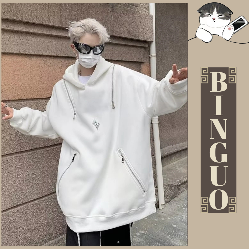 Áo Khoác Hoodie Dáng Rộng unisex Có Khóa Kéo Màu Trơn Thời Trang Đẹp trai áo hoodie form rộng Hàn Quốc Dành Cặp Đôi Chất lượng cao hoodie bigsize