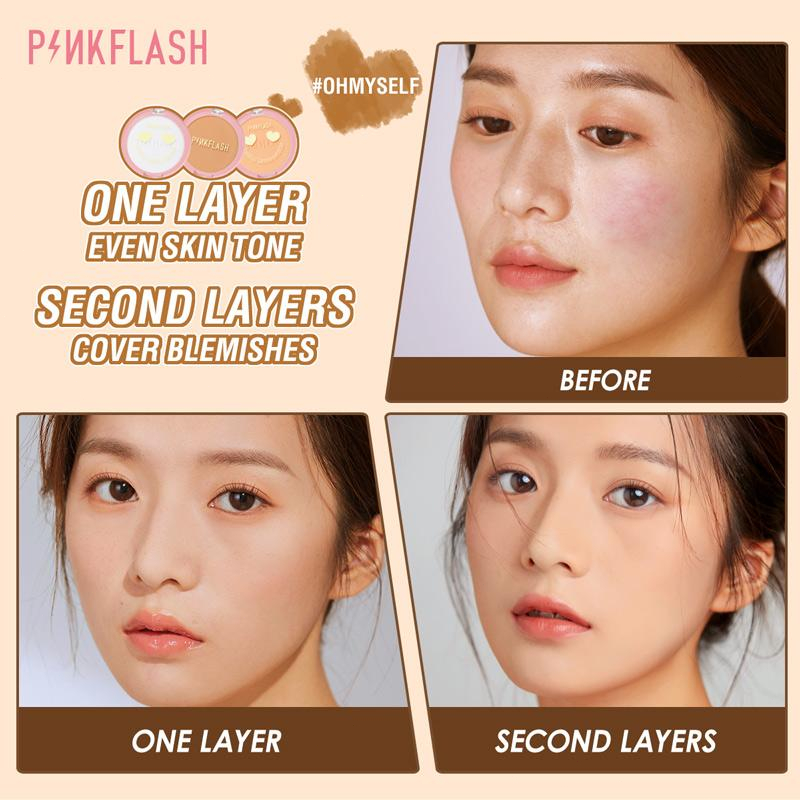 Pinkflash Bộ Mỹ Phẩm Trang Điểm Gồm Phấn Nén Và mascara Chống Thấm Nước Và Son Bóng Bút Kẻ Mắt Lâu Trôi Chống Thấm Mồ Hôi Tự Nhiên