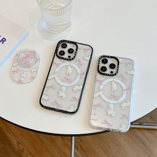 Thỏ Ruy Băng CT Acrylic Vỏ Từ Tính Tương Thích Cho iphone11 12 13 14 15 16 17 air plus promax Vỏ Bảo Vệ