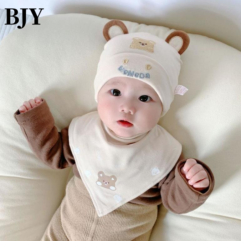 Mũ Tai Gấu Tròn Bằng Vải cotton Nguyên Chất Thời Trang Mùa Thu 2023 Cho Bé Trai / Gái 0-12 Tháng Tuổi