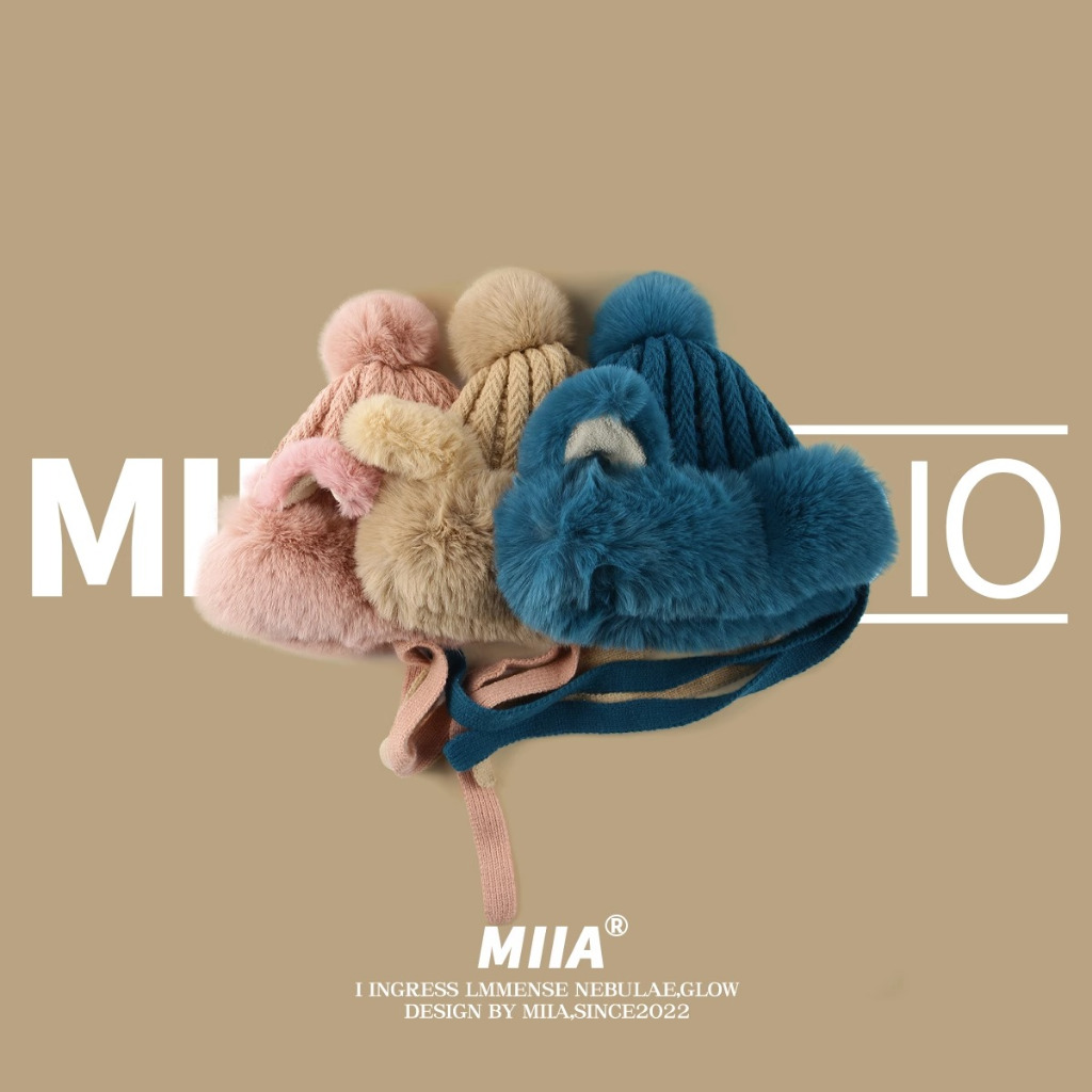 Mũ Len Trùm Tai Phối Dây Cột Hình Tai Cáo Dễ Thương Phong Cách Nhật Bản Thời Trang Thu Đông Cho Nữ