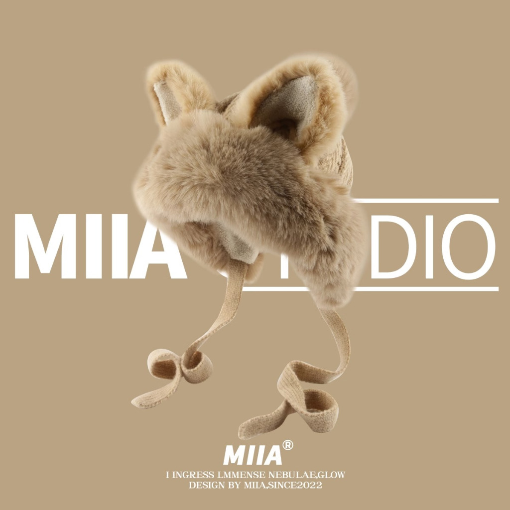 Mũ Len Trùm Tai Phối Dây Cột Hình Tai Cáo Dễ Thương Phong Cách Nhật Bản Thời Trang Thu Đông Cho Nữ