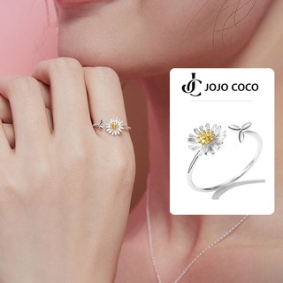 JOJO COCO Nhẫn Kim Loại Mạ Bạc Đính Hoa Cúc Thời Trang