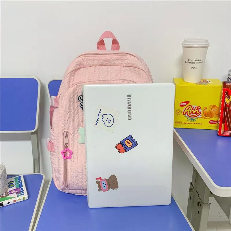 Ba Lô Đi Học Màu Tím Thêu Hình Ngôi Sao Dễ Thương Cho Nữ