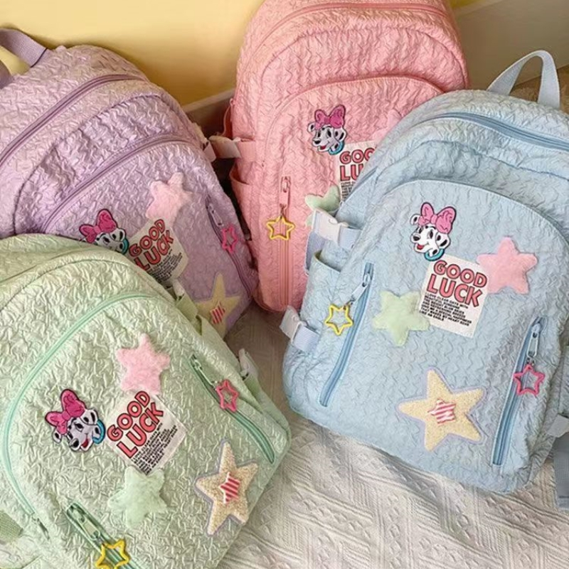 Ba Lô Đi Học Màu Tím Thêu Hình Ngôi Sao Dễ Thương Cho Nữ