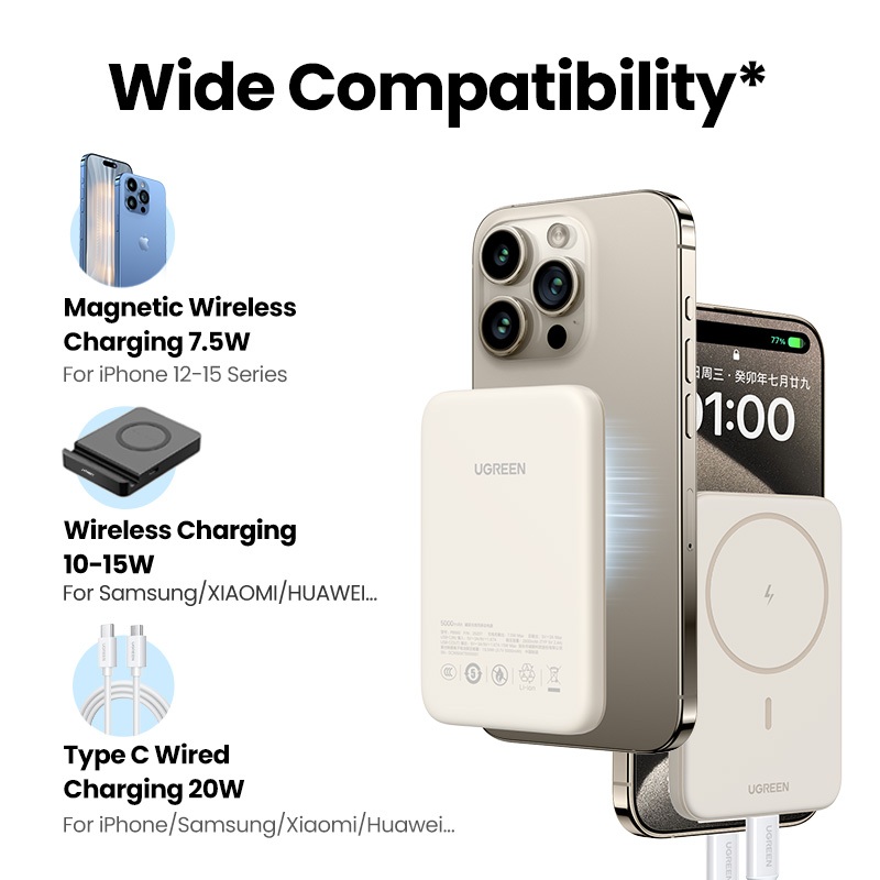 Ugreen Từ Không Dây 10000mAh Powerbank Sạc dự phòng Power Bank 10000mAh phiên bản mới dung tích lớn chất lượng Cho iPhone 12 13 14 15 Pro Mini | BigBuy360 - bigbuy360.vn