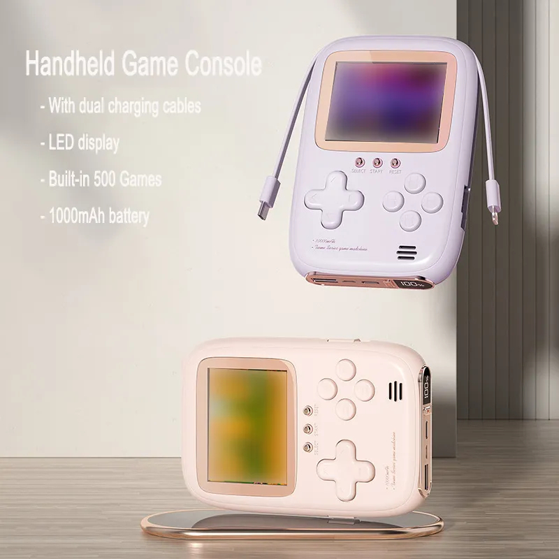 Máy chơi game cầm tay, máy chơi game di động, 10000mAh, sạc dự phòng dung lượng lớn, 500 trò chơi cổ điển, trò chơi điện tử có cáp sạc