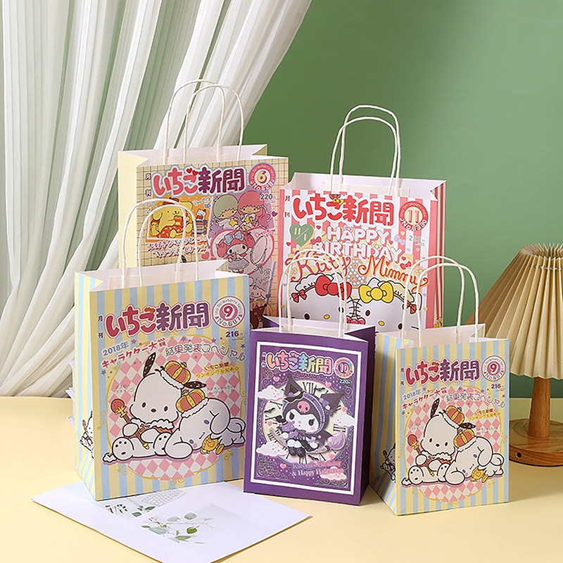 Túi Giấy kraft Đựng Quà In Hình anime hello kitty kuromi pochacco