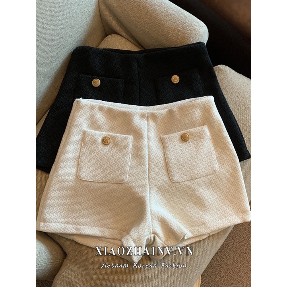 Xiaozhainv Quần Short Lưng Cao Thời Trang Mùa Thu Hàn Quốc vintage Cho Nữ