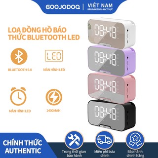 Loa đồng hồ báo thức goojodoq bluetooth không dây di động đa năng có đài FM âm thanh nổi/trầm mini