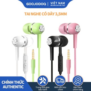 Tai nghe có dây goojodoq màu macaron với micro đầu cắm 3.5mm