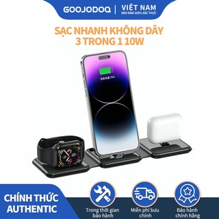 Goojodoq Đế Sạc Không Dây 2023 3 Trong 1 Có Thể Gập Lại Cho Điện Thoại / Đồng Hồ /