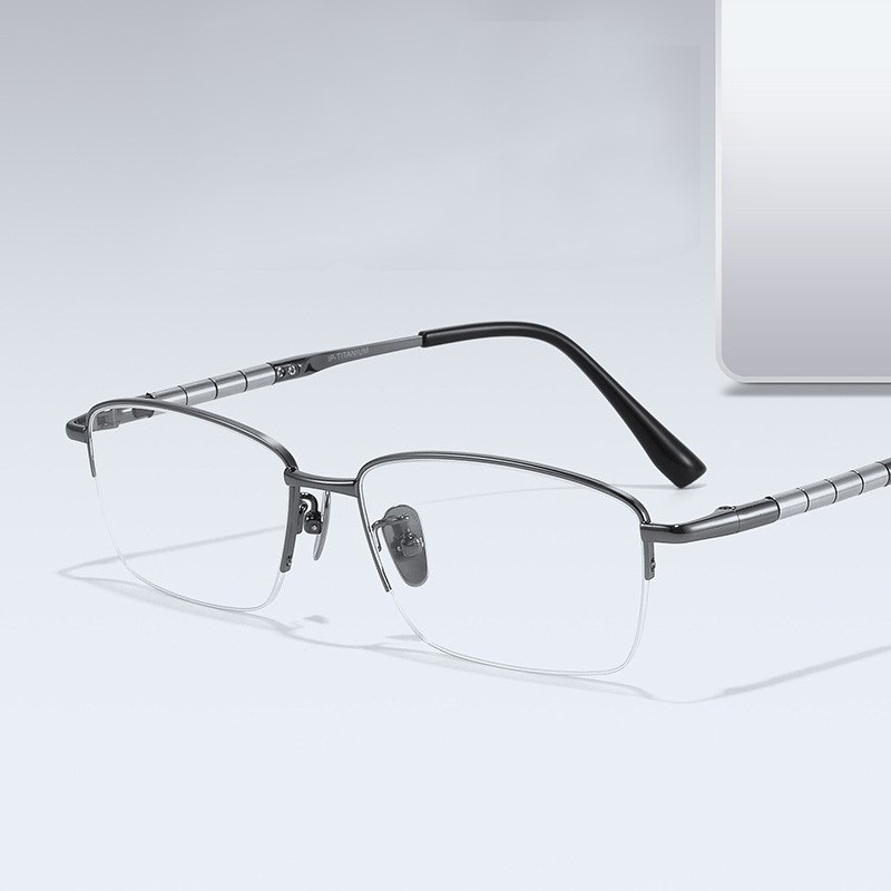 Hevia Mắt Kính Nửa Gọng Titan Tinh Khiết Thời Trang Có Thể Thay Thế Siêu Nhẹ Thoải Mái pt003