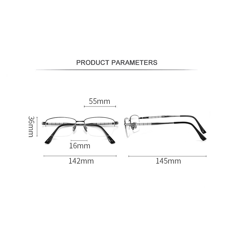 Hevia Mắt Kính Nửa Gọng Titan Tinh Khiết Thời Trang Có Thể Thay Thế Siêu Nhẹ Thoải Mái pt003