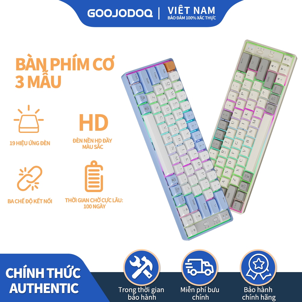 Goojodoq Bàn Phím Cơ bluetooth Không Dây 65 Nút rgb Có Thể Tháo Rời Cho pc laptop