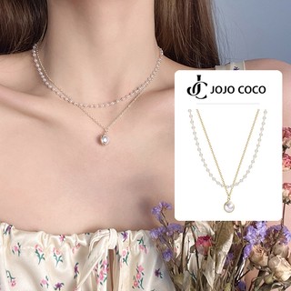 JOJO COCO vòng cổ choker Hai Lớp Đính Ngọc Trai Lãng Mạn Dễ Thương Dành Cho Bạn Nữ