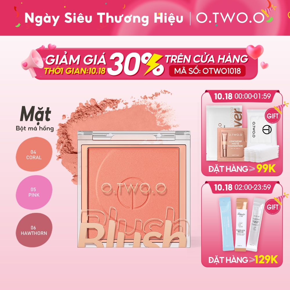 Phấn má hồng O.TWO.O 6 màu sắc tùy chọn mịn màng sắc tố cao thời trang