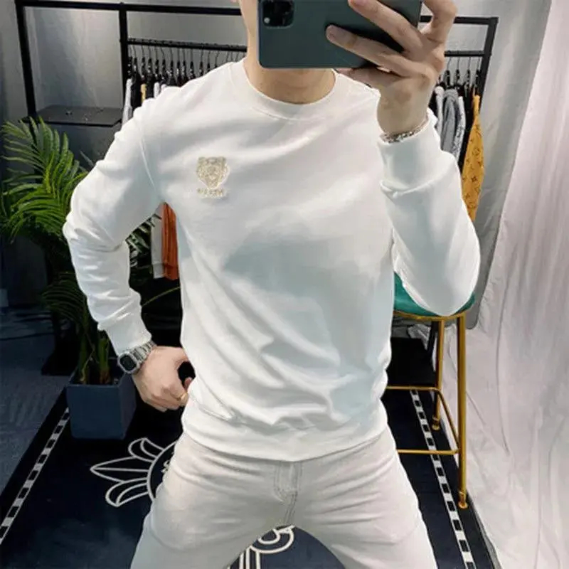 Áo Thun Nam Dài Tay Cổ Tròn In Chữ Đơn Giản Thời Trang Mùa Thu