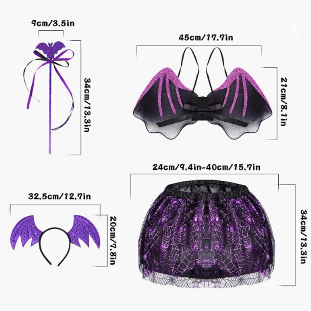 Set Băng Đô Và Chân Váy tutu Hóa Trang halloween Cho Bé Gái