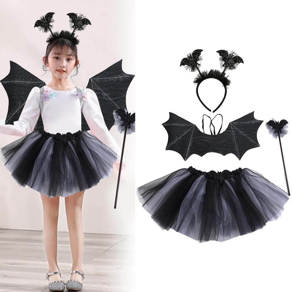 Set Băng Đô Và Chân Váy tutu Hóa Trang halloween Cho Bé Gái