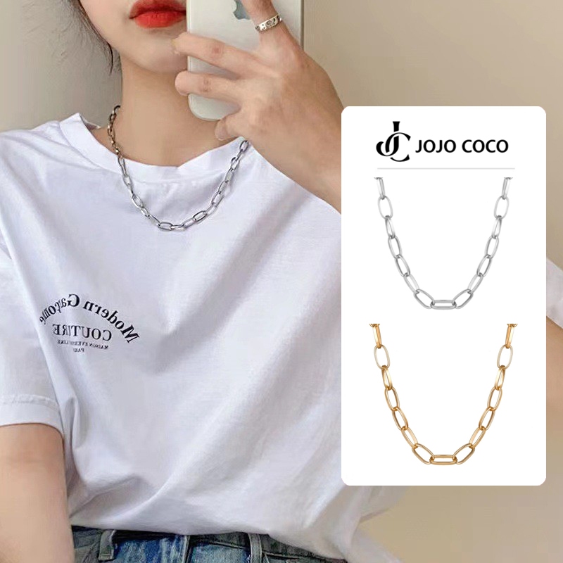 JOJO COCO Vòng Cổ choker Dây Xích Dày Ngắn Đơn Giản Cá Tính Phong Cách punk Cho Nữ