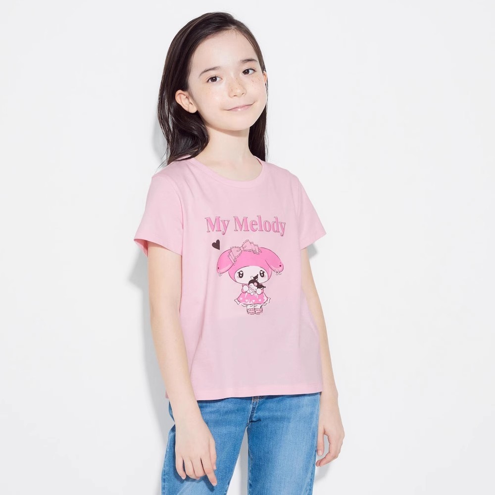 Uniqlo Áo Thun Ngắn Tay In Hình sanrio Dành Cho Bé Gái (ut)